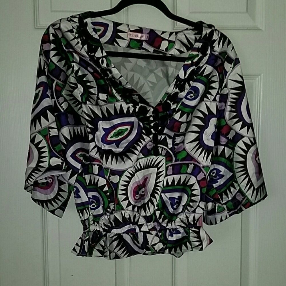 Rachel Lym V Neck Kimono Top Cover Up Sz. S Nwt